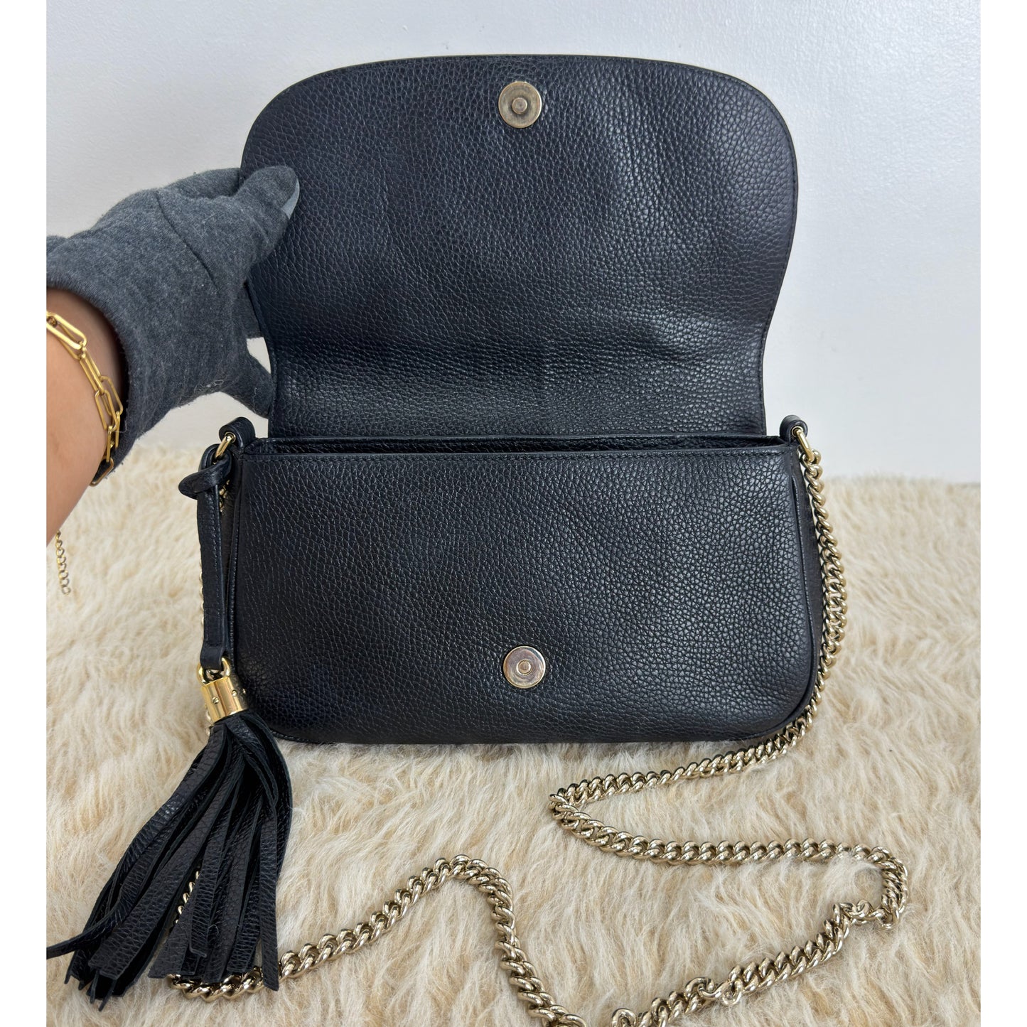 Gucci Pebbled Leather GG Soho Chain Bag
