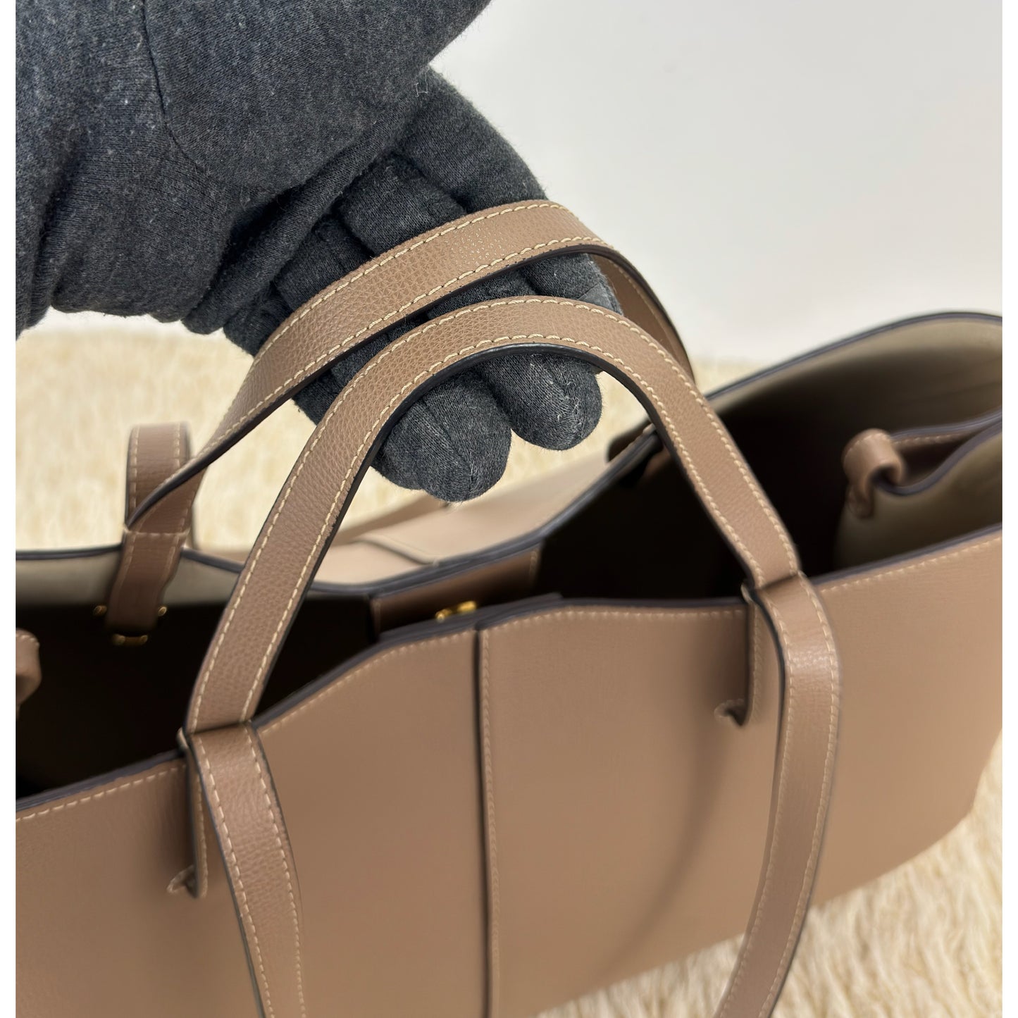 Polène Textured Calfskin Cyme Large Tote Root