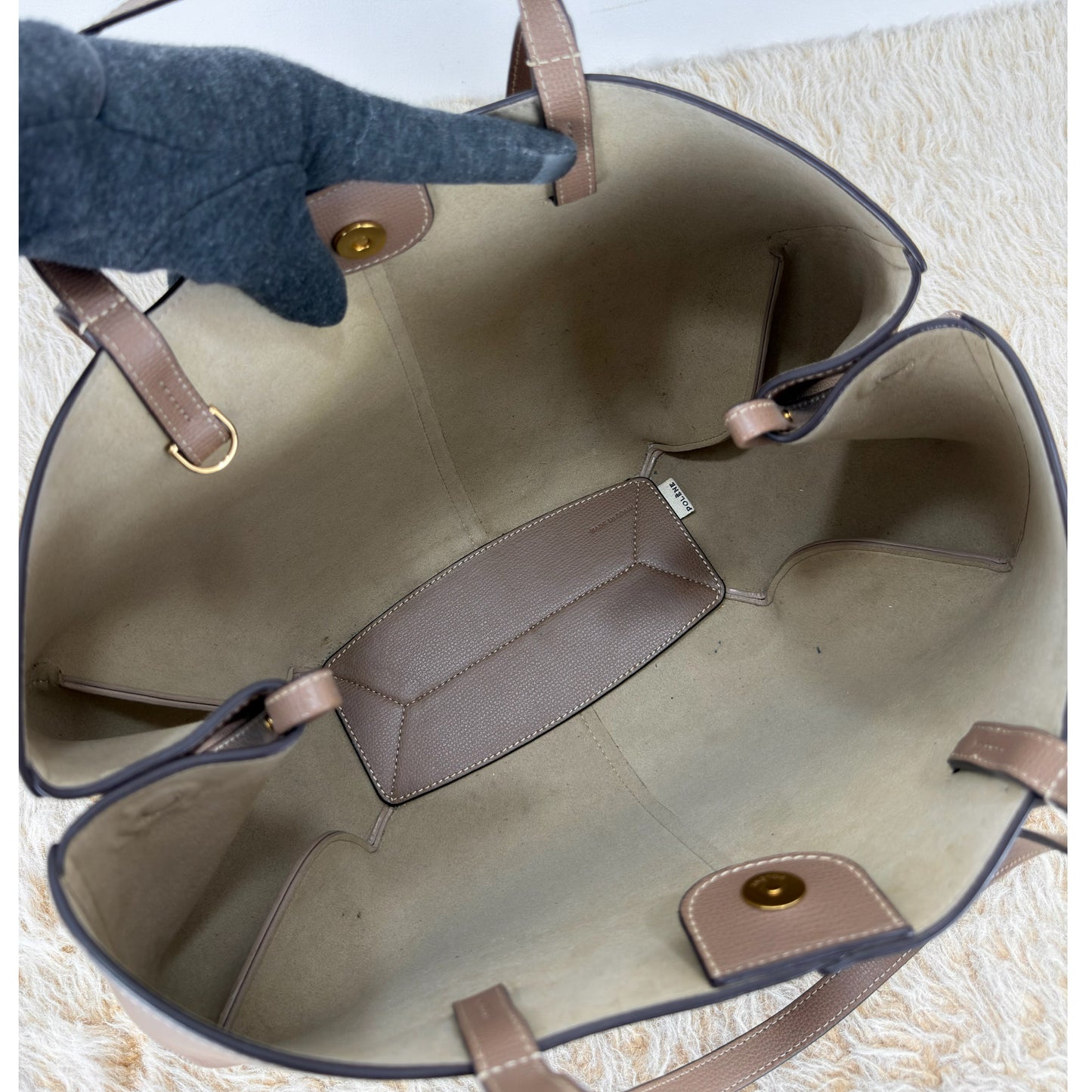Polène Textured Calfskin Cyme Large Tote Root