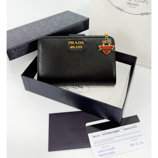 Prada Saffiano Wallet With Robot Charm