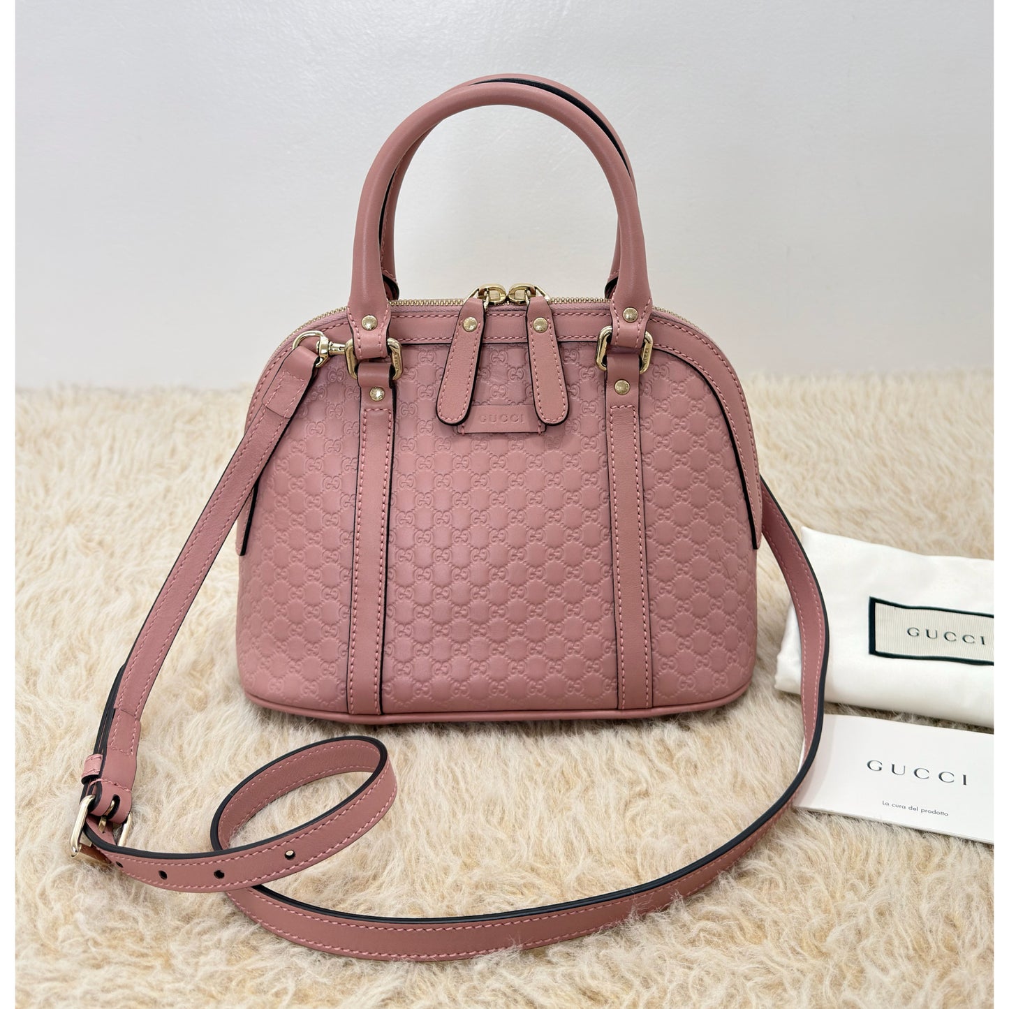 Gucci Pink Guccissima Leather Mini Dome Bag