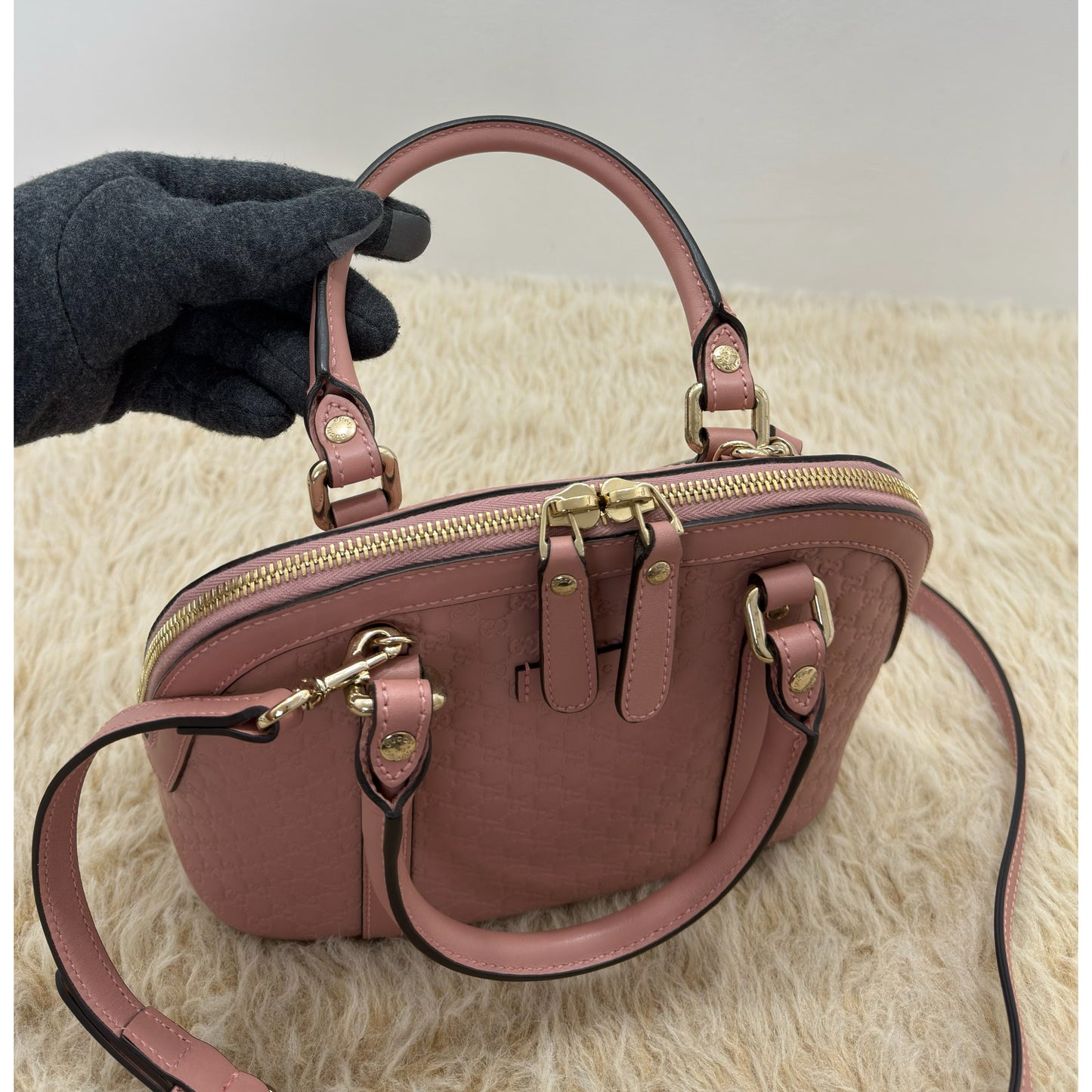 Gucci Pink Guccissima Leather Mini Dome Bag
