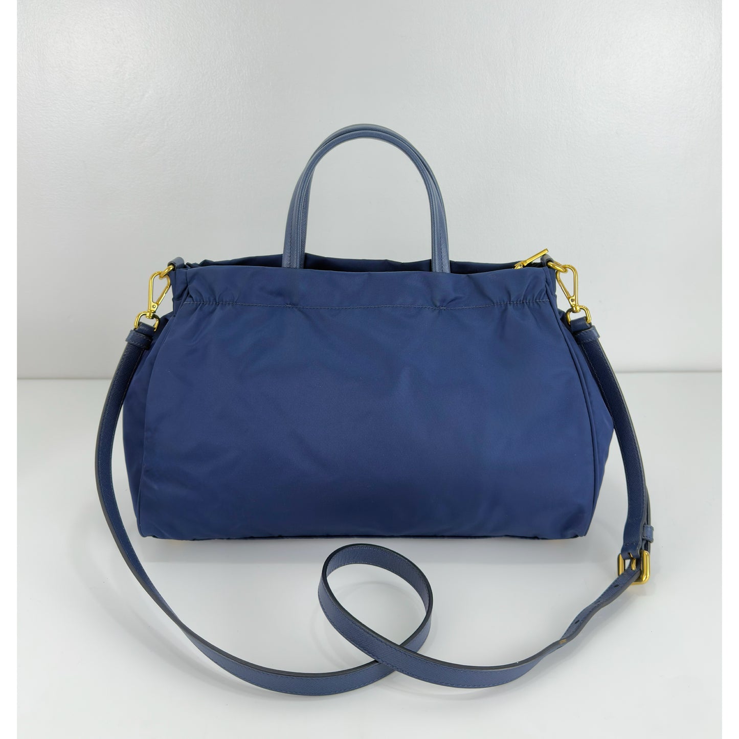 Prada Zip Convertible Tote Tessuto/Saffiano Blue