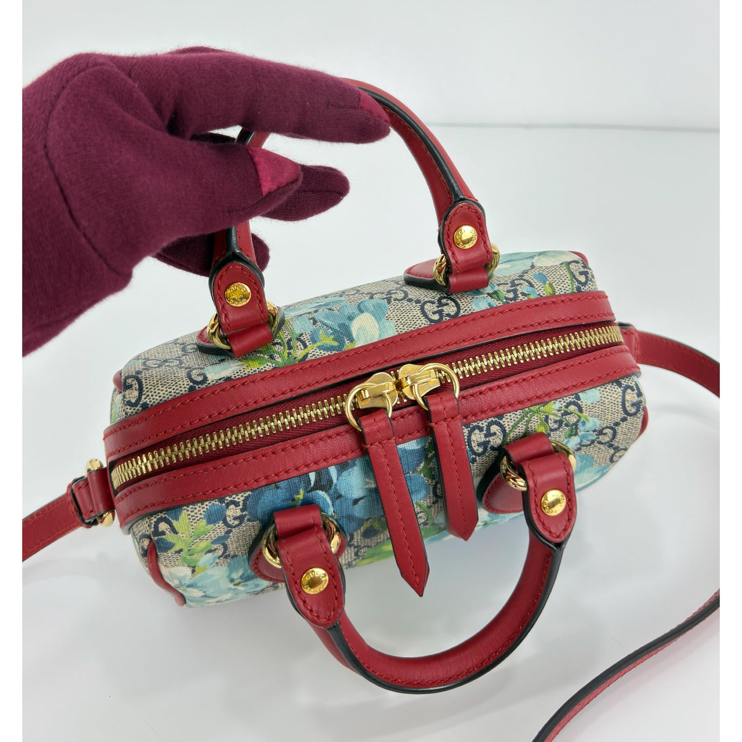 Gucci GG Supreme Monogram Blooms Mini Boston Bag