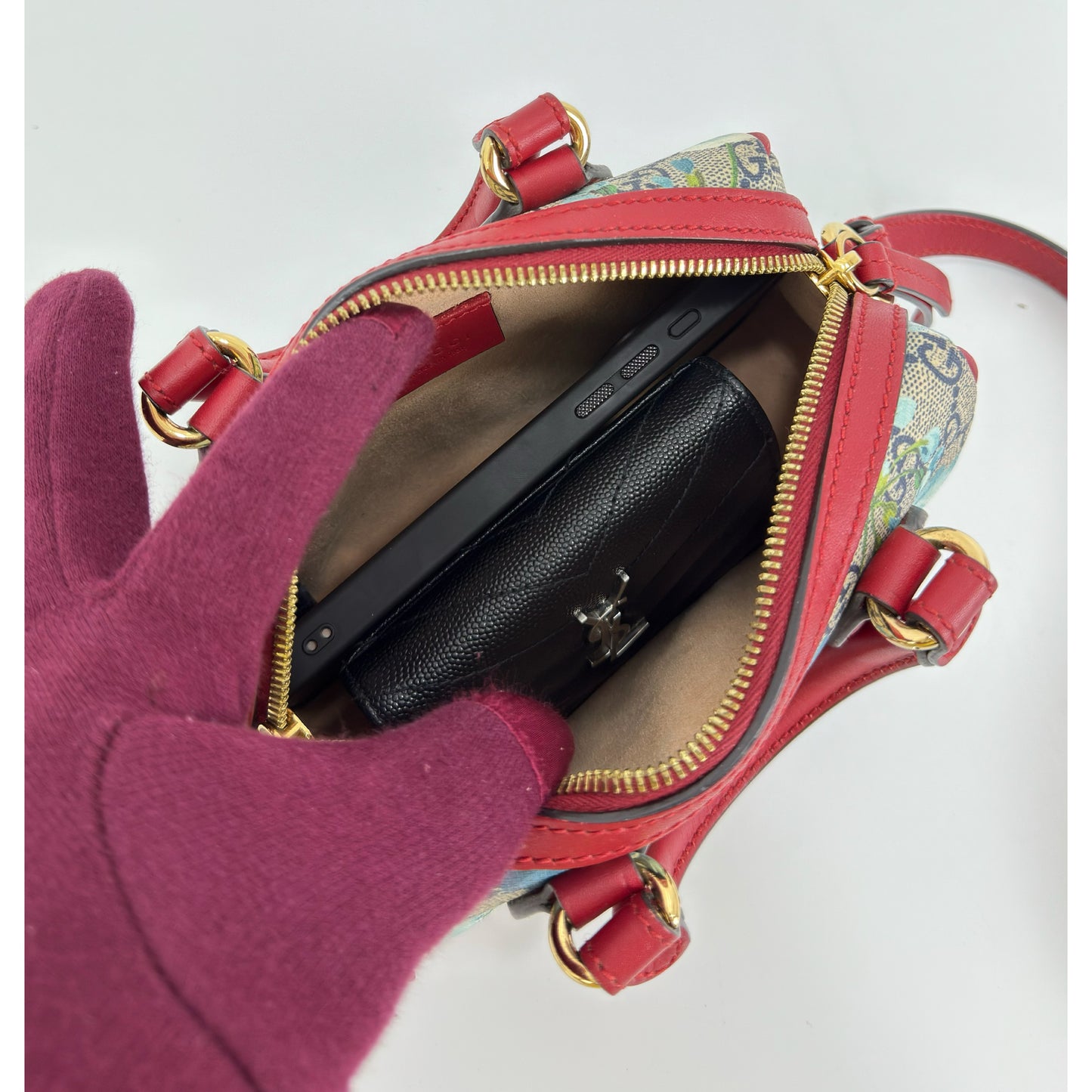 Gucci GG Supreme Monogram Blooms Mini Boston Bag