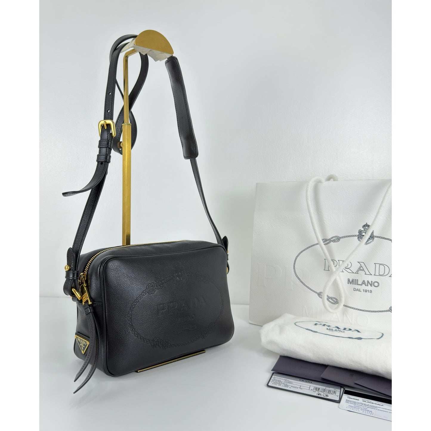 Prada Embossed Logo Camera Bag