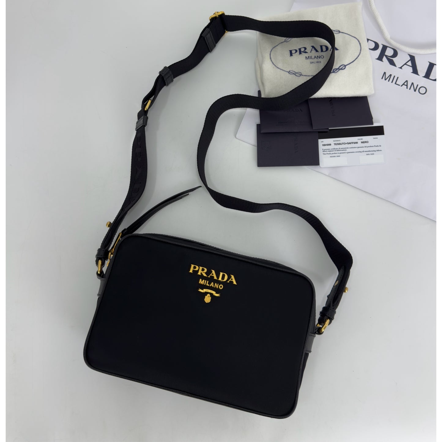 Prada Black Tessuto Nylon Camera Bag 1BH089