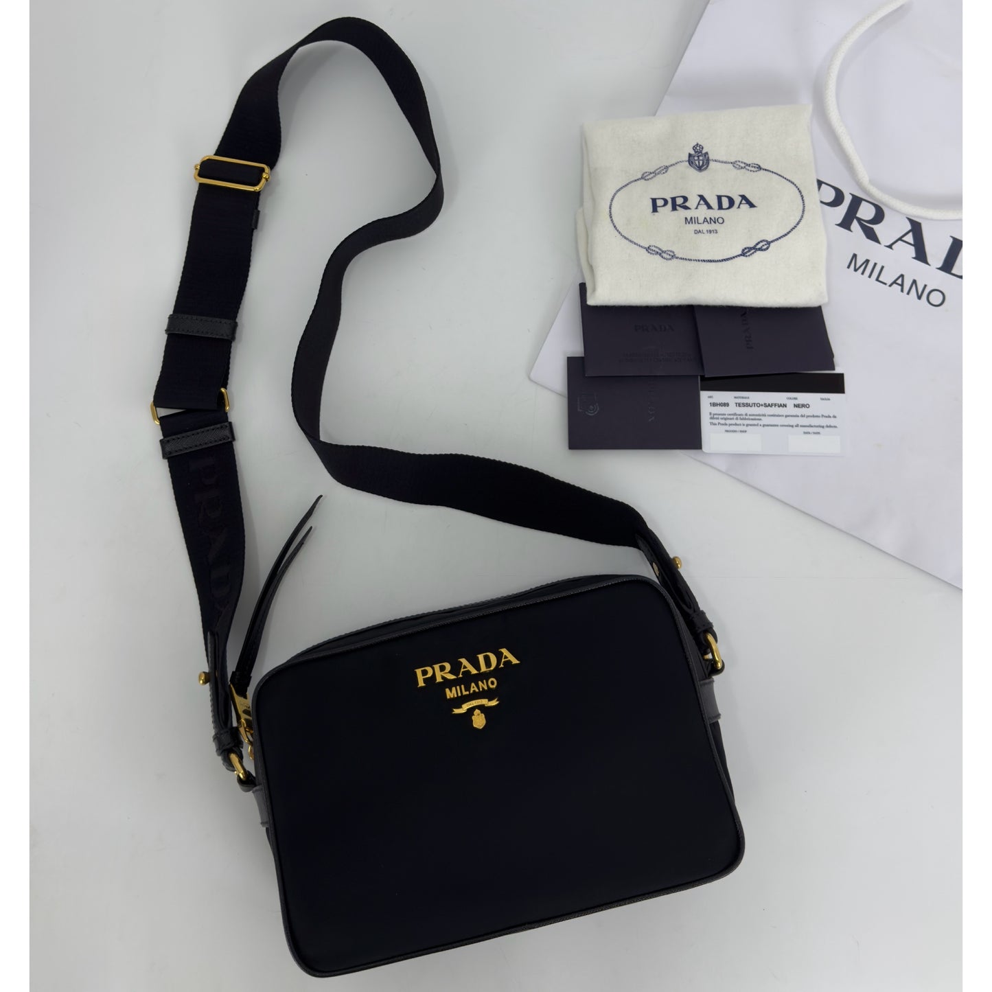 Prada Black Tessuto Nylon Camera Bag 1BH089