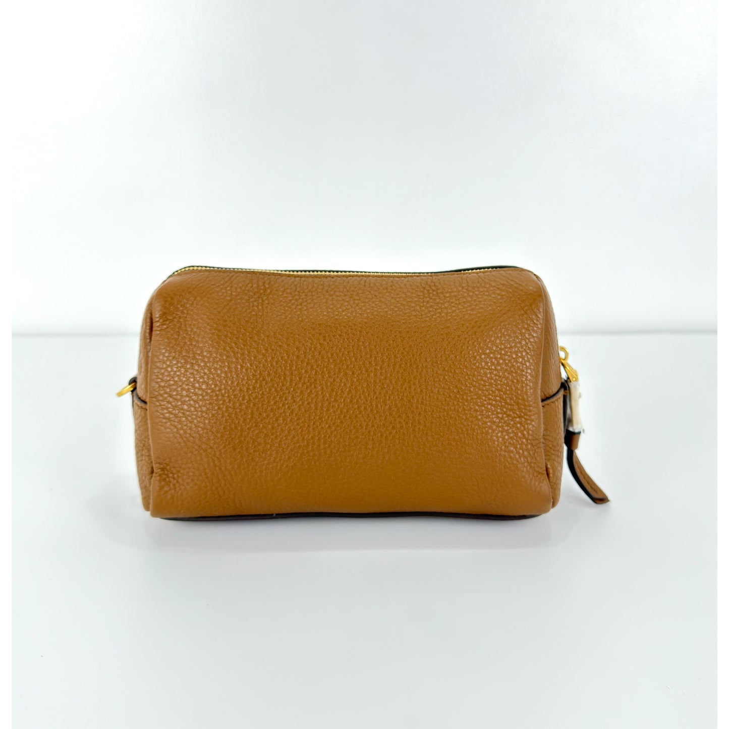 Prada Vitello Daino Canella Brown Leather Cosmetic Pouch