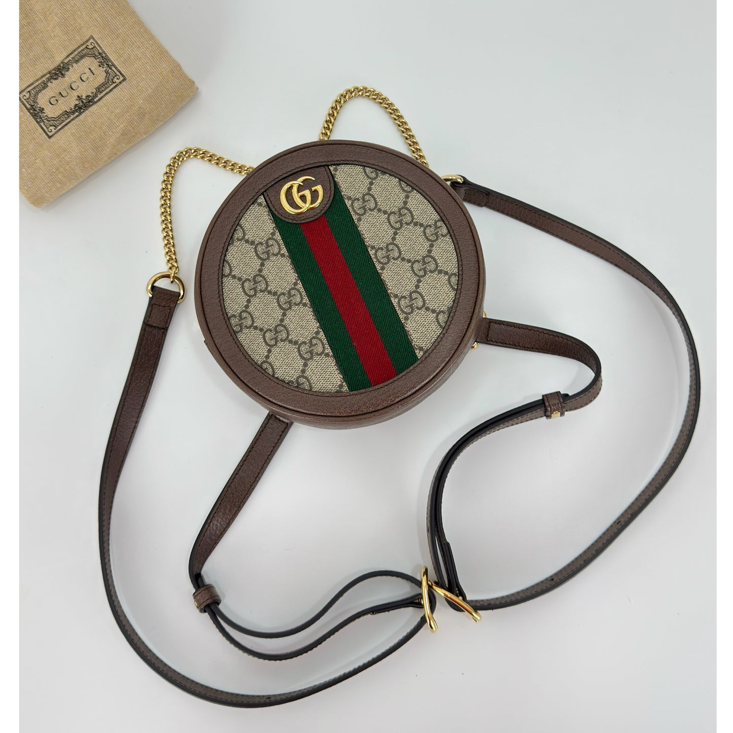 Gucci Mini GG Supreme Round Ophidia Backpack