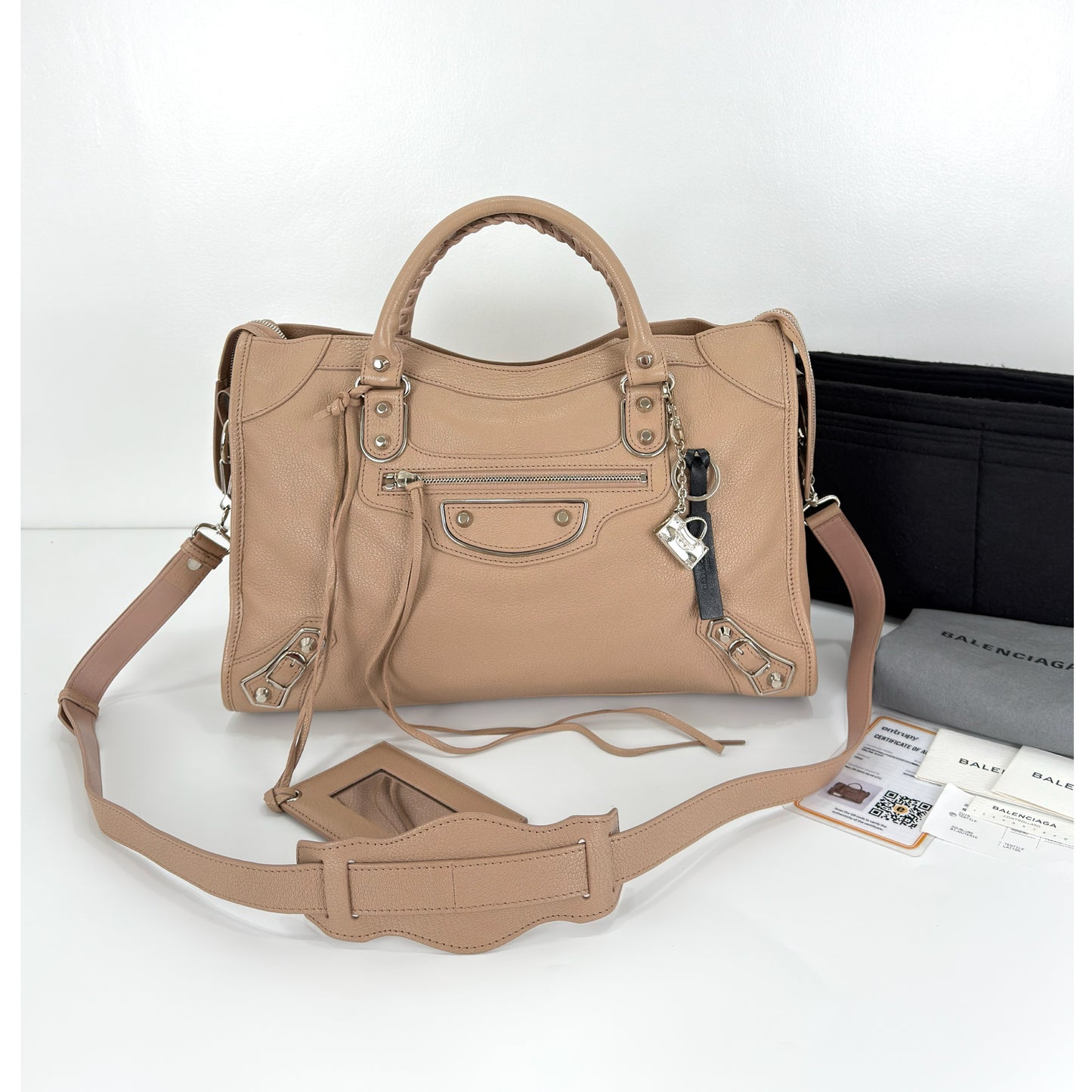 Balenciaga Rose De Sables Metallic
Edge Medium City Bag