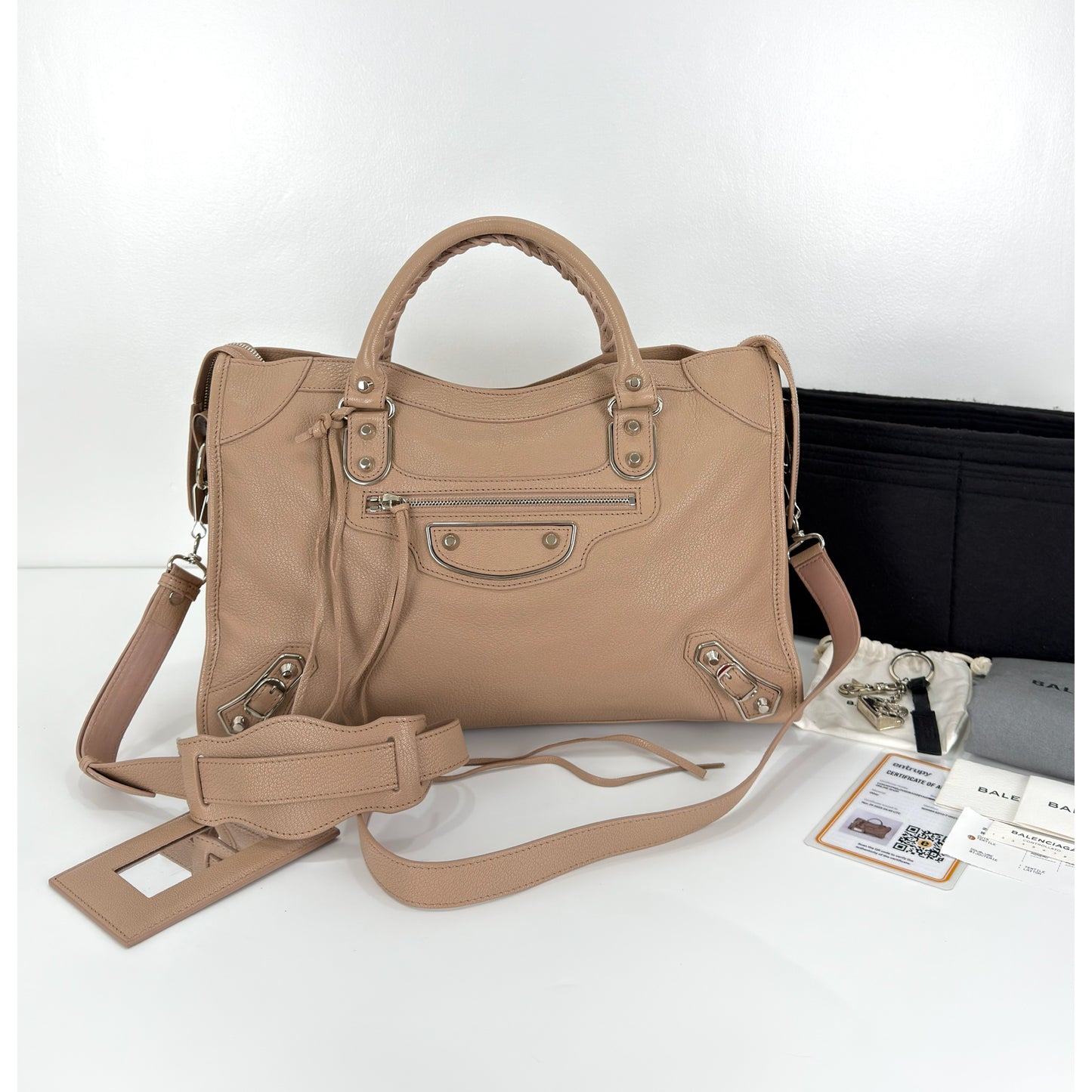 Balenciaga Rose De Sables Metallic
Edge Medium City Bag