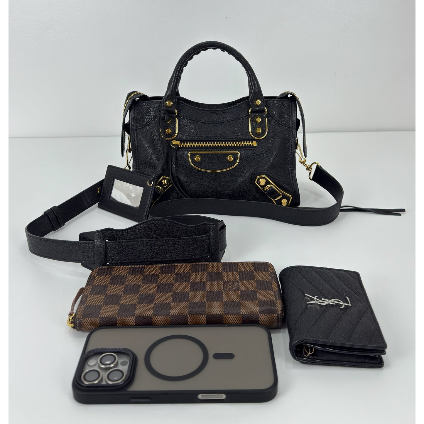 Balenciaga Black Leather Mini Classic Metallic
Edge City Bag