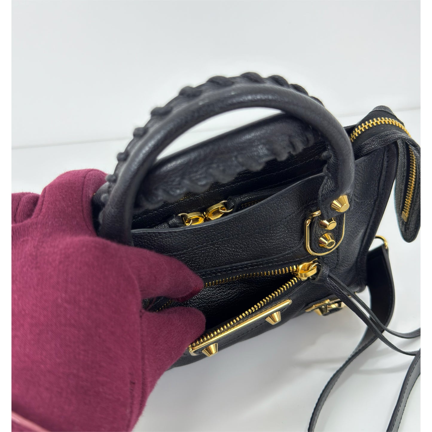 Balenciaga Black Leather Mini Classic Metallic
Edge City Bag