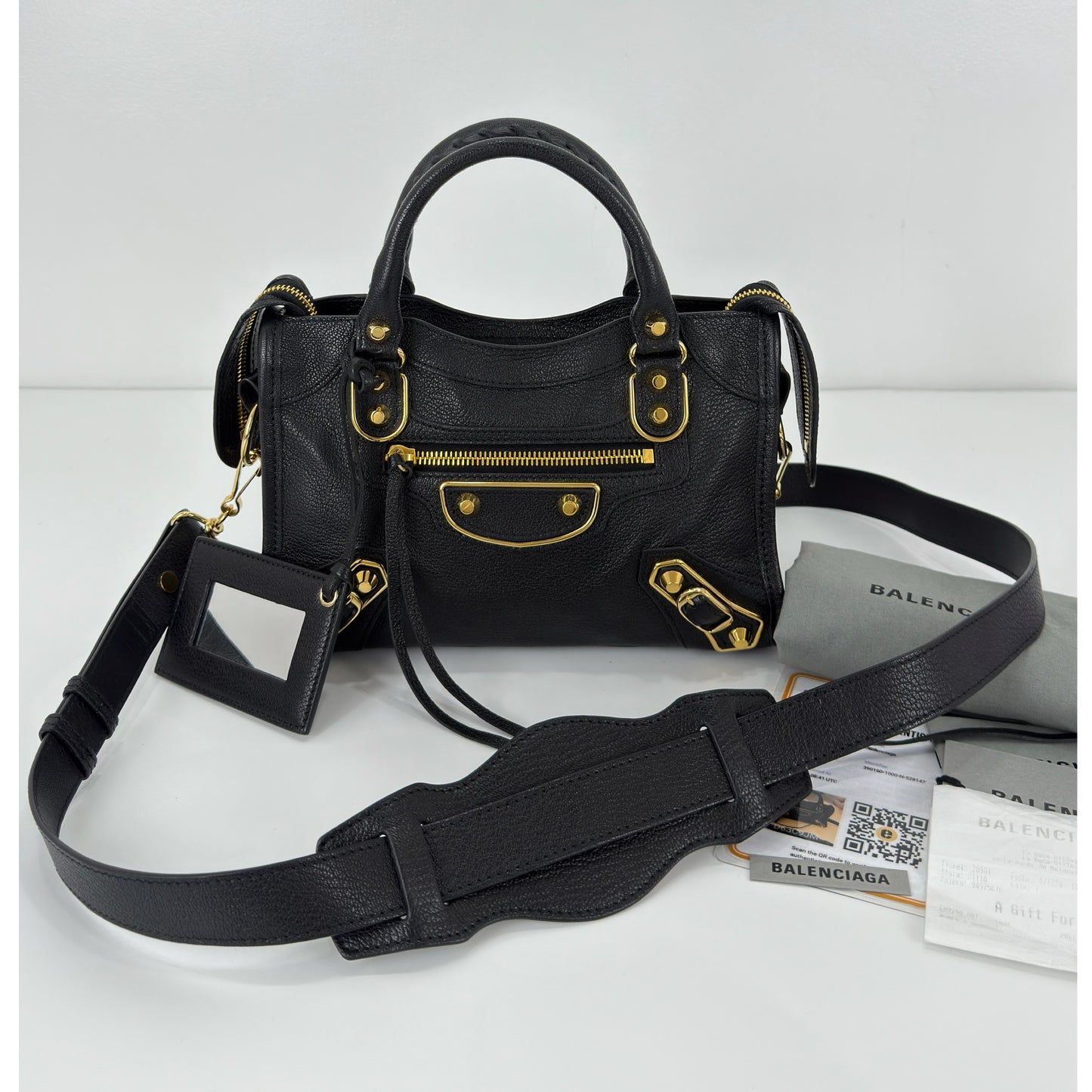 Balenciaga Black Leather Mini Classic Metallic
Edge City Bag