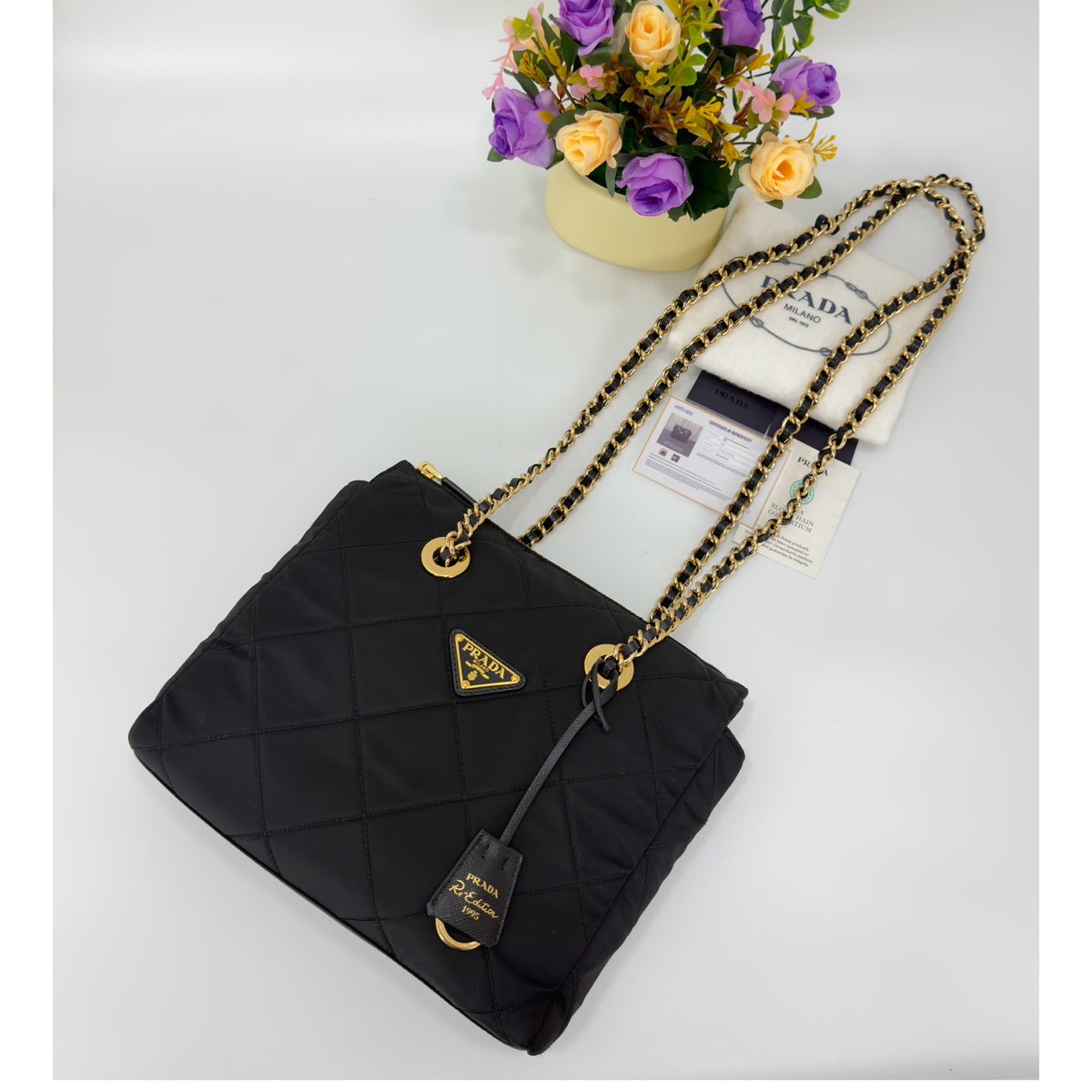 Prada Re - Edition 1995 Quilted Nylon Chain Tote