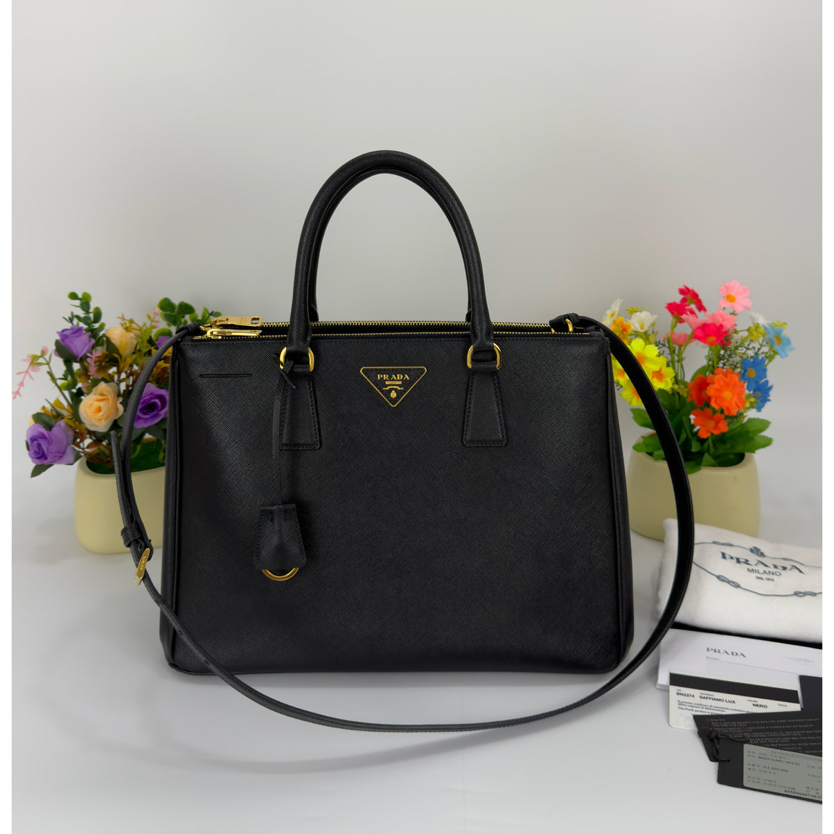 Prada Black Saffiano Leather Galleria Bag