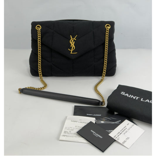 Saint Laurent Loulou Puffer Wool and Leather Shoulder Bag