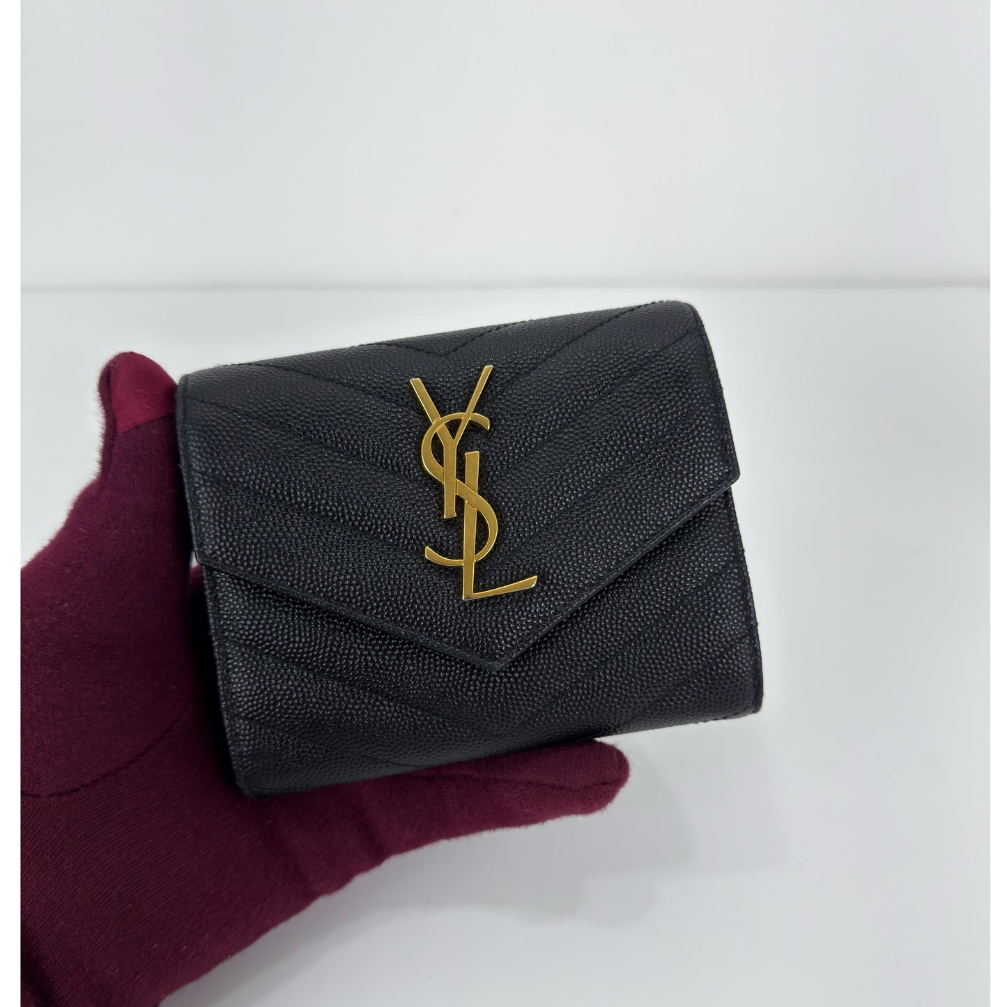 Saint Laurent Cassandre Matelassé Compact Tri-Fold Wallet