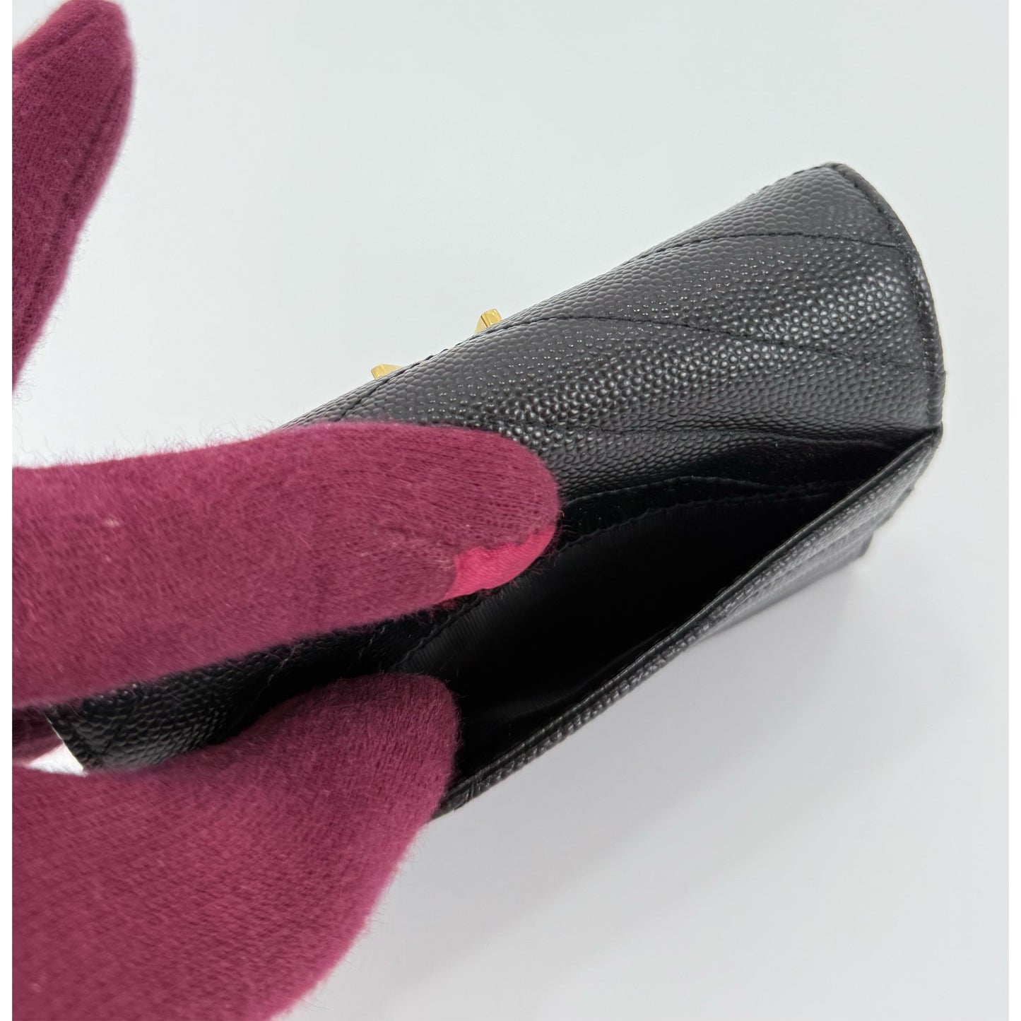 Saint Laurent Cassandre Matelassé Compact Tri-Fold Wallet