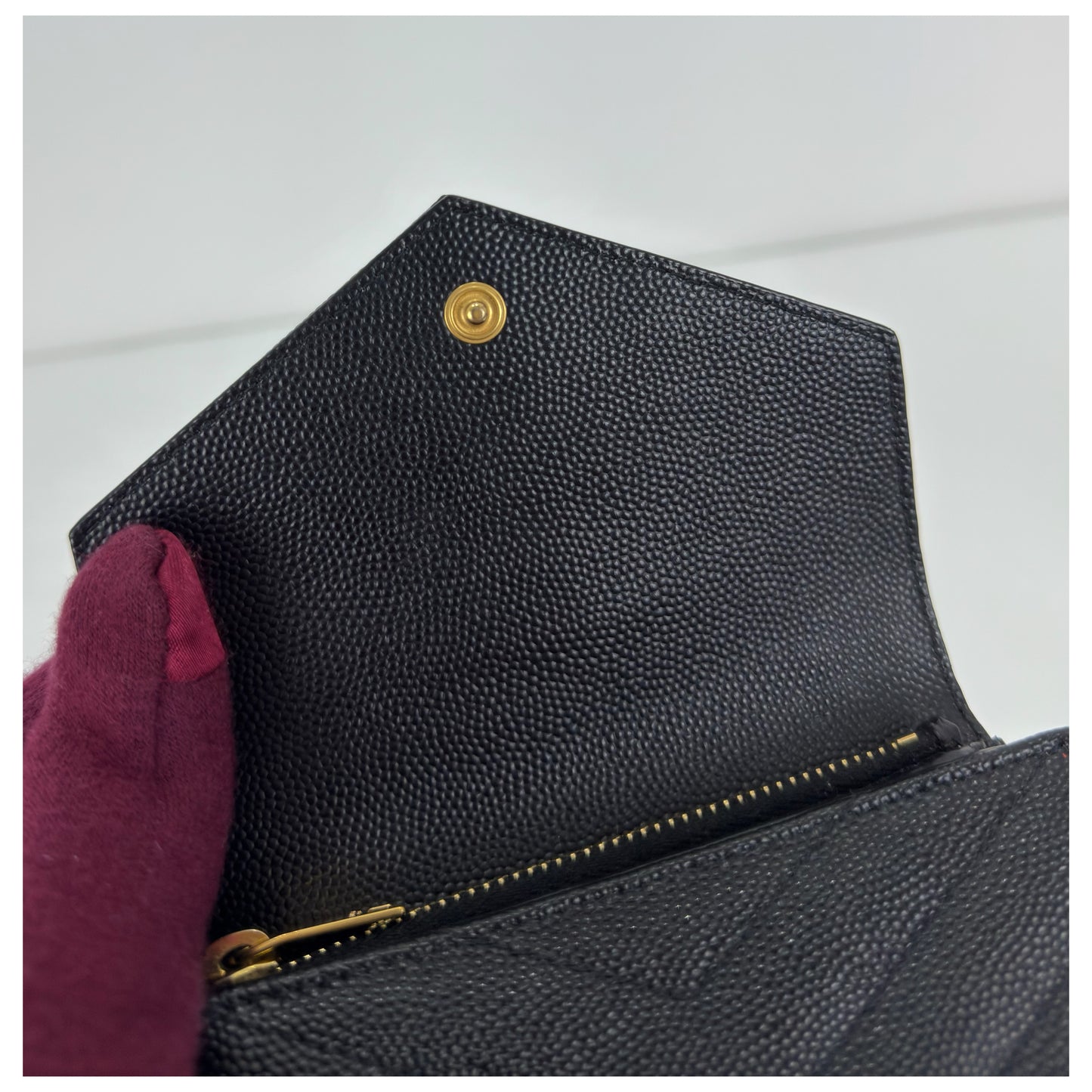 Saint Laurent Cassandre Matelassé Compact Tri-Fold Wallet