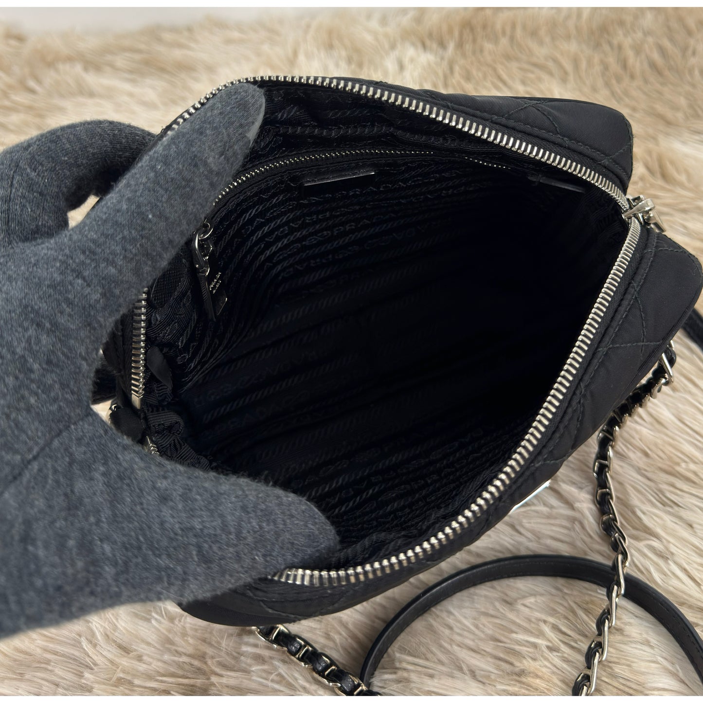 Prada Nylon Tessuto Impuntu Quilted Bandoliera
