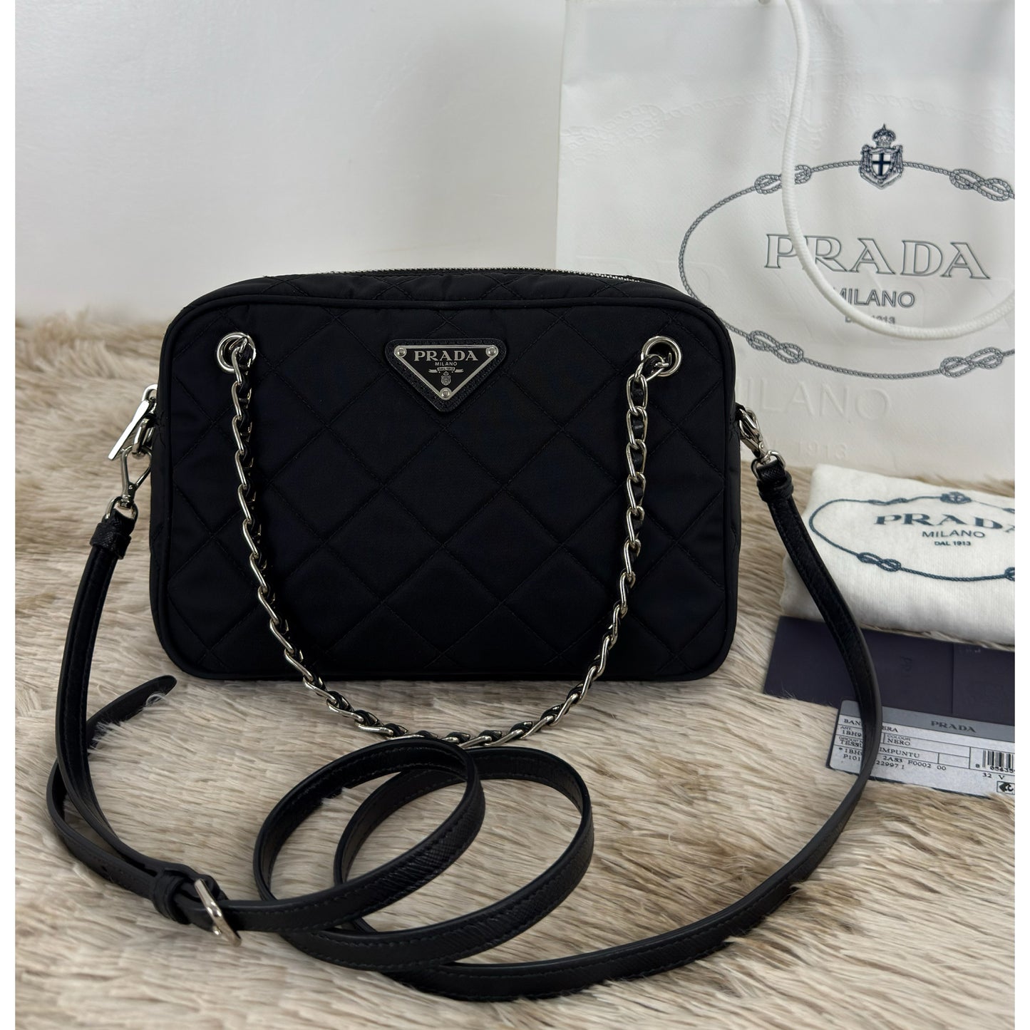 Prada Nylon Tessuto Impuntu Quilted Bandoliera