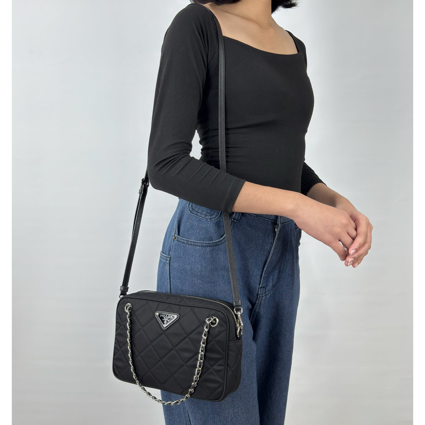 Prada Nylon Tessuto Impuntu Quilted Bandoliera