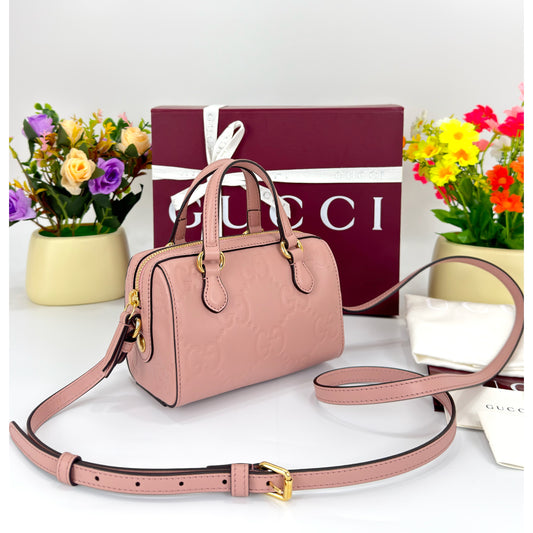 Gucci GG Convertible Boston Bag Jumbo Embossed