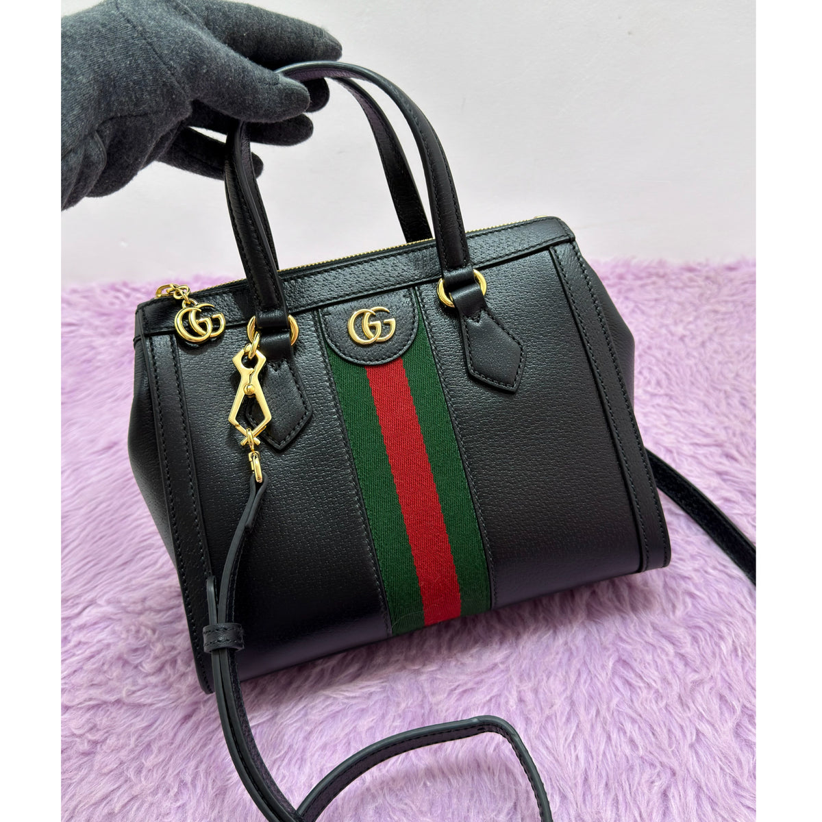 Gucci GG Calfskin Web Ophidia Small Tote Bag
