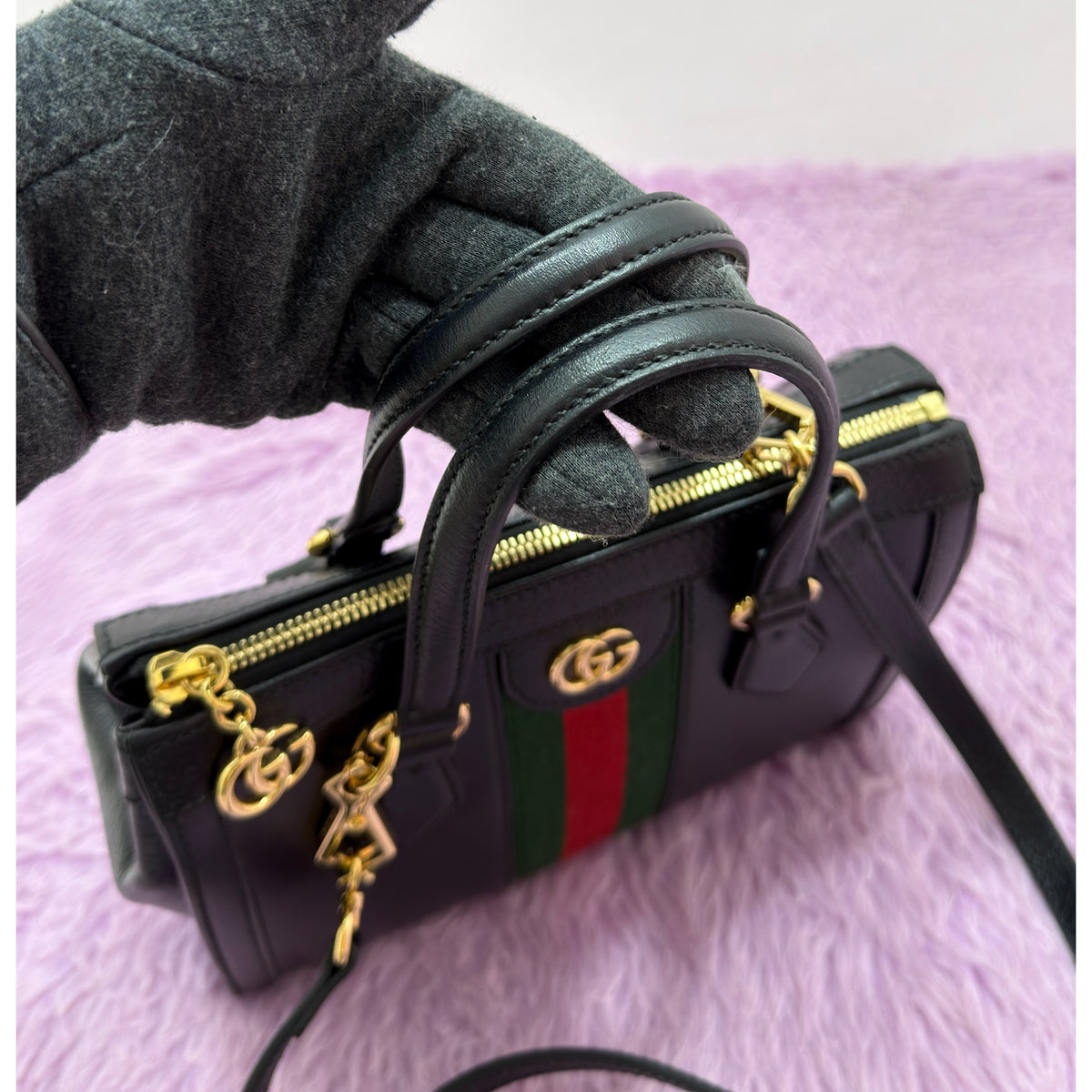 Gucci GG Calfskin Web Ophidia Small Tote Bag
