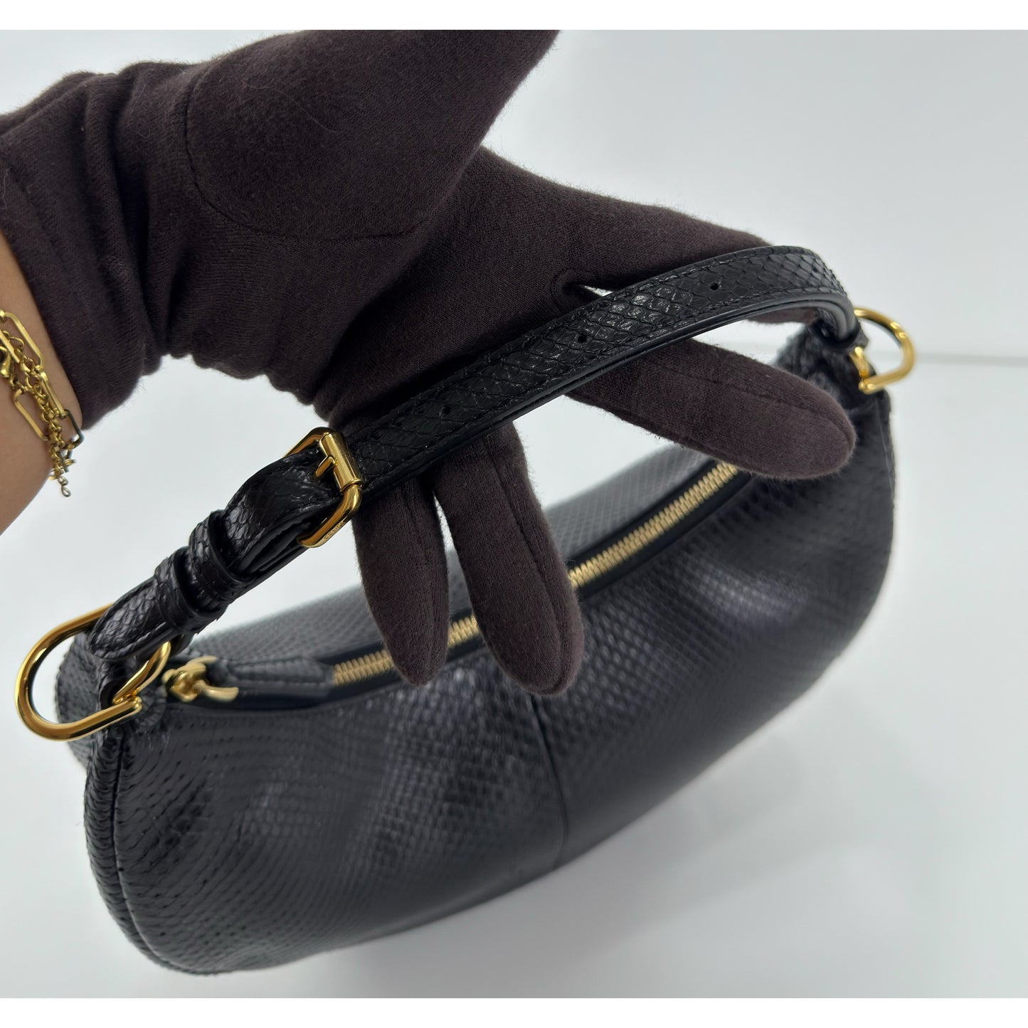 FENDI Black Phyton Fendigraphy Hobo Medium