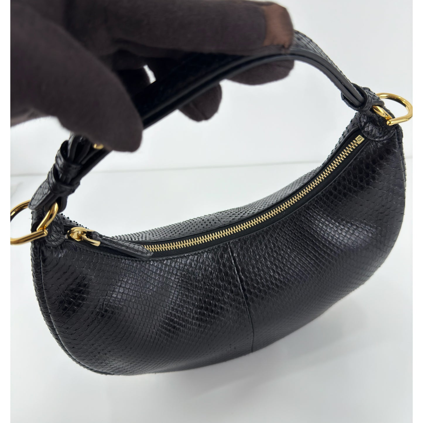 FENDI Black Phyton Fendigraphy Hobo Medium