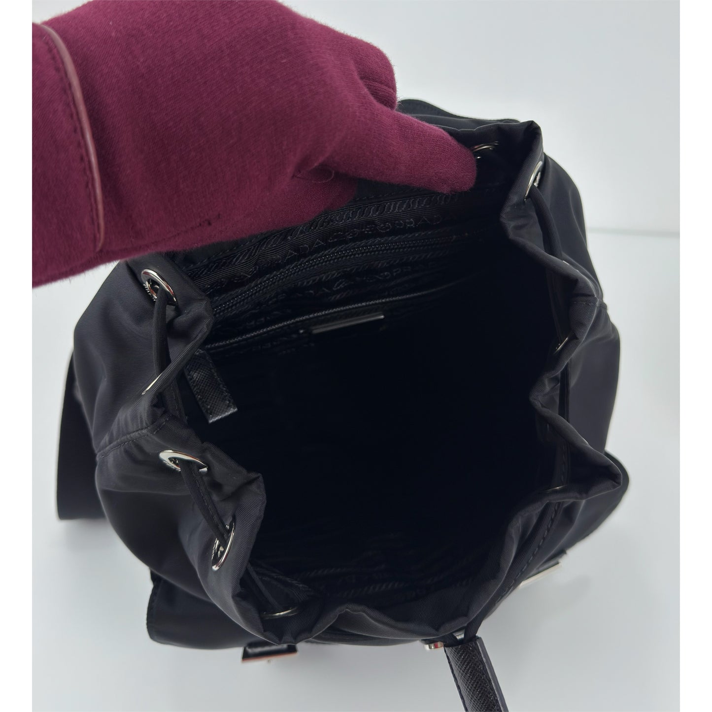 Prada Enamel Triangle Logo Re-Nylon Small Backpack