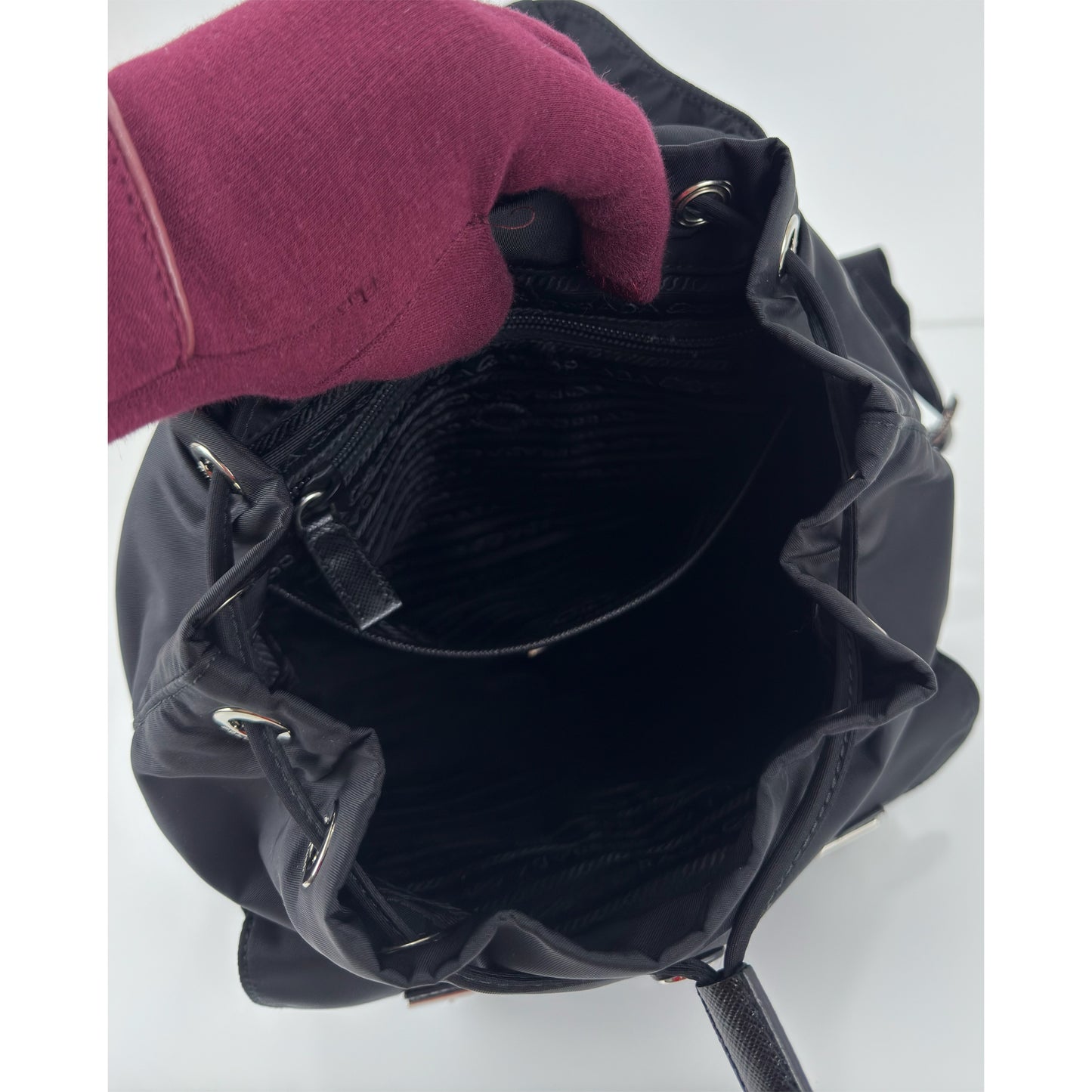 Prada Enamel Triangle Logo Re-Nylon Small Backpack