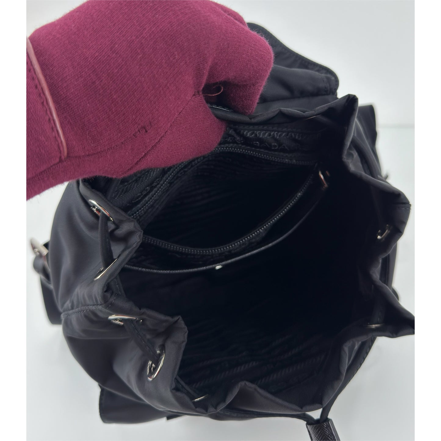 Prada Enamel Triangle Logo Re-Nylon Small Backpack