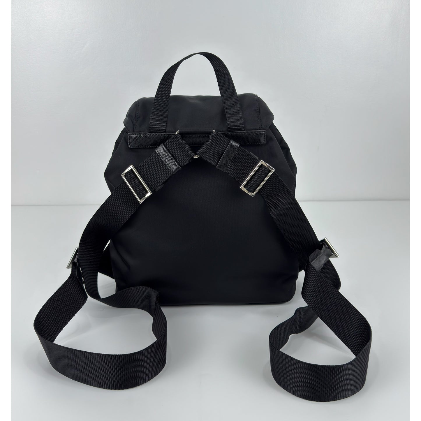 Prada Enamel Triangle Logo Re-Nylon Small Backpack