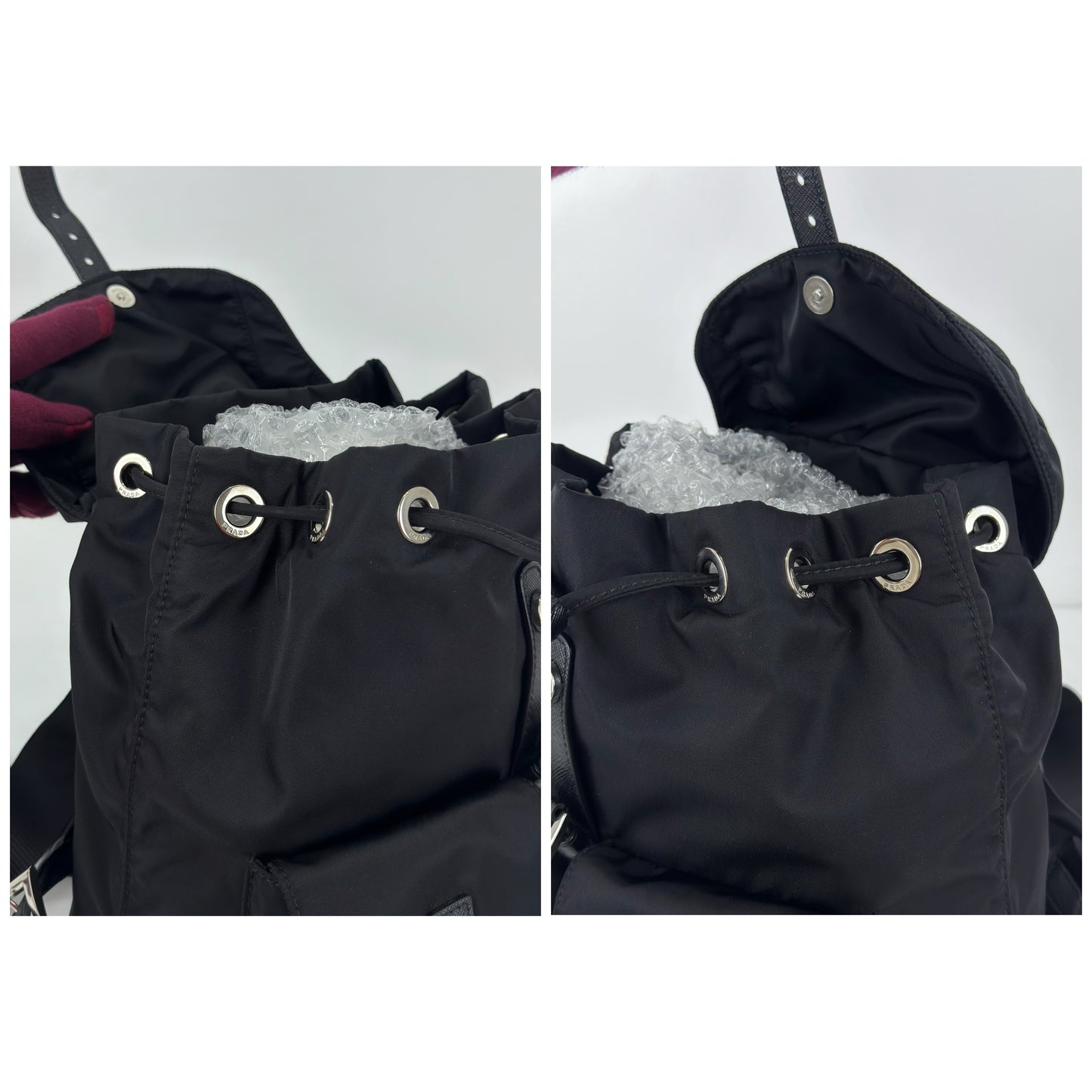 Prada Enamel Triangle Logo Re-Nylon Small Backpack