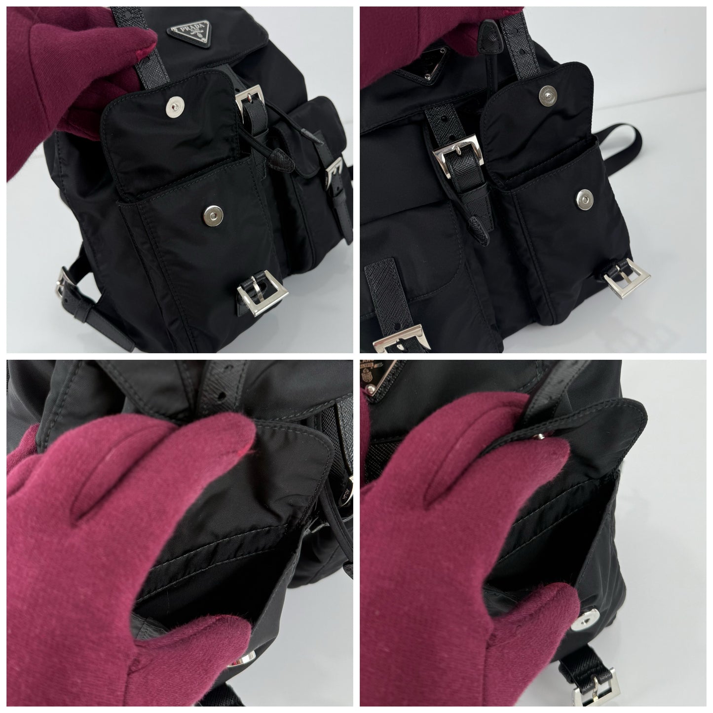 Prada Enamel Triangle Logo Re-Nylon Small Backpack