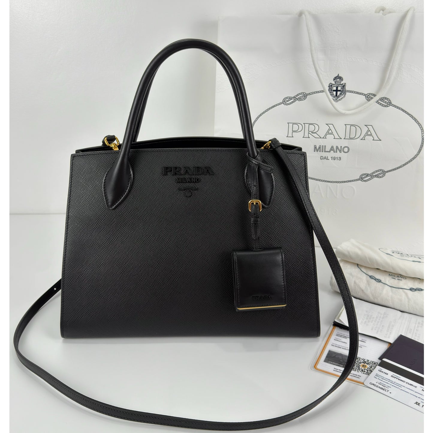 Prada Monochrome Medium Saffiano Leather Black Bag