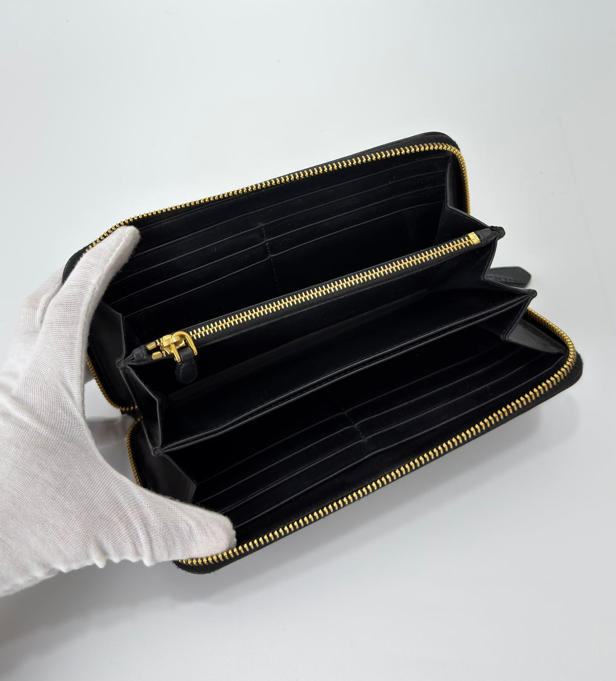 Prada Black Leather Zip Around Continental Wallet Black Rank A | PH Onhand | Luxury Preloved Bags By Agnes