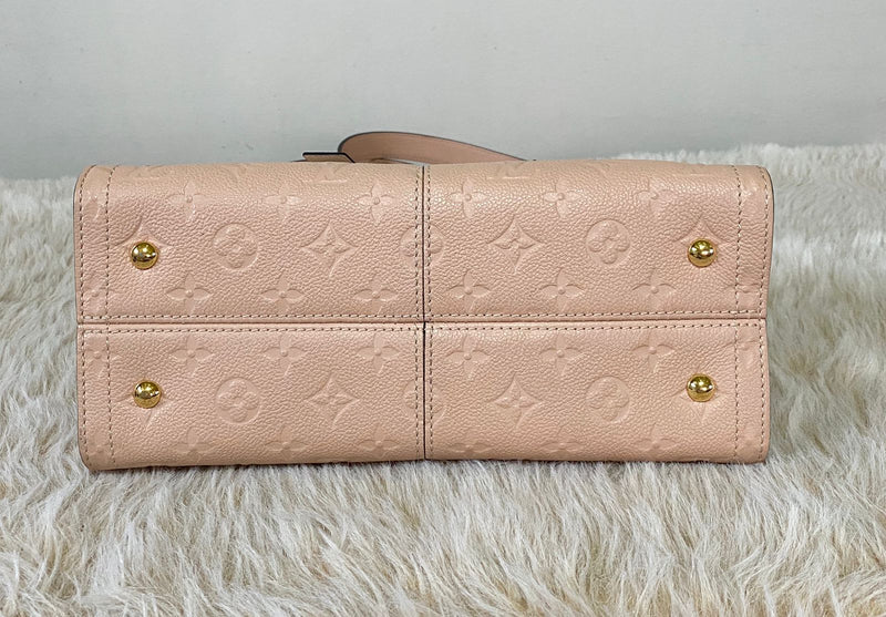 LOUIS VUITTON Beige Rose Cream Monogram Empreinte Leather Sully PM