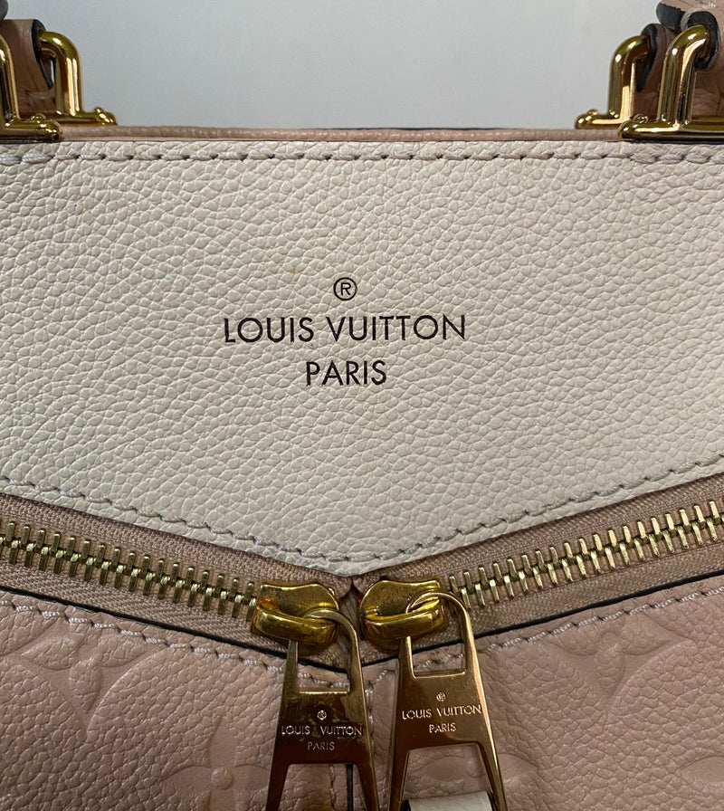 LOUIS VUITTON Beige Rose Cream Monogram Empreinte Leather Sully PM