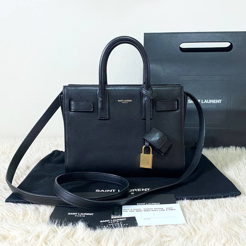 Sac De Jour Nano Leather Tote in Black - Saint Laurent